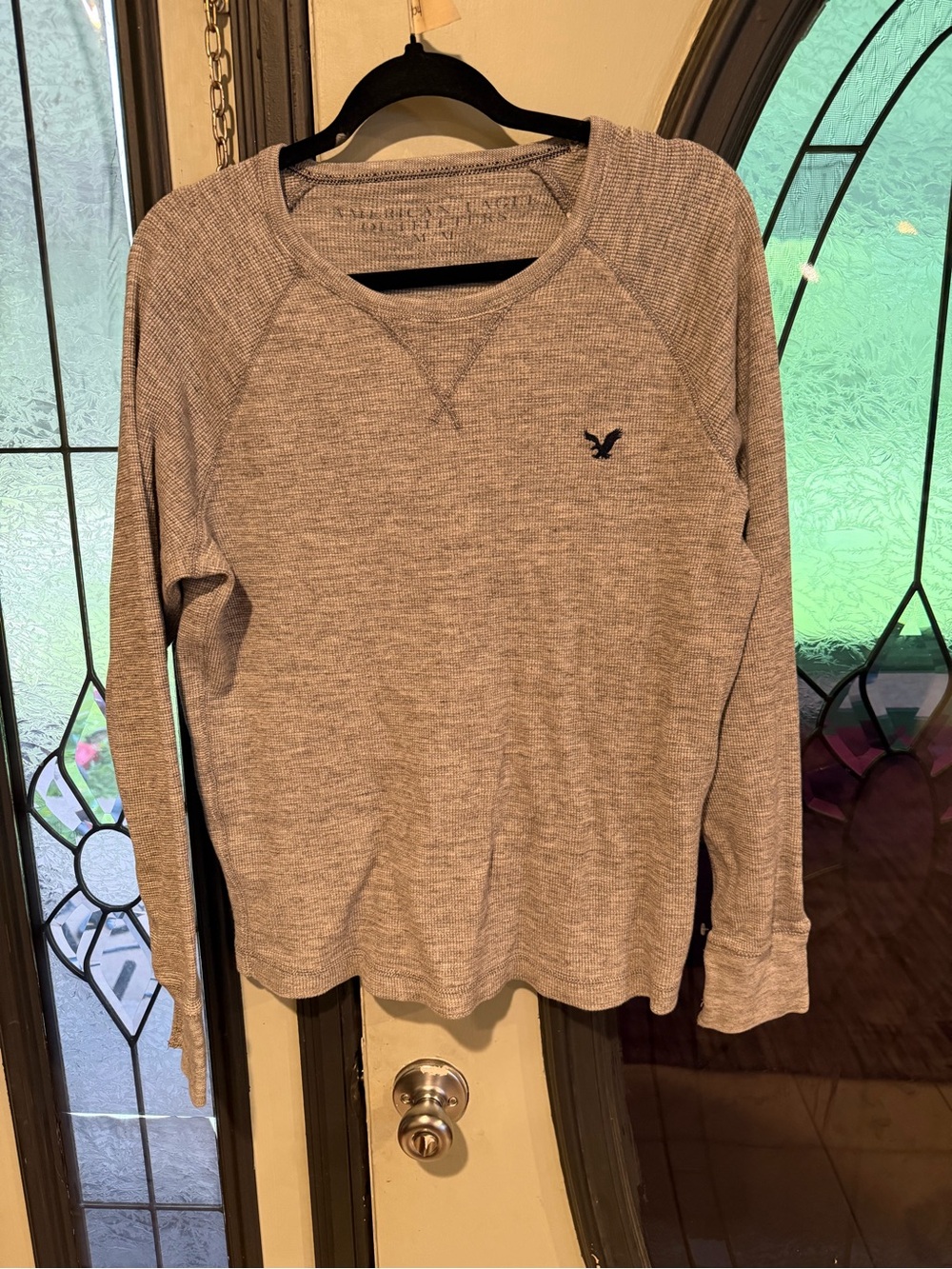 American Eagle Outfitters Light Heather Gray Thermal Crewneck Sweatshirt